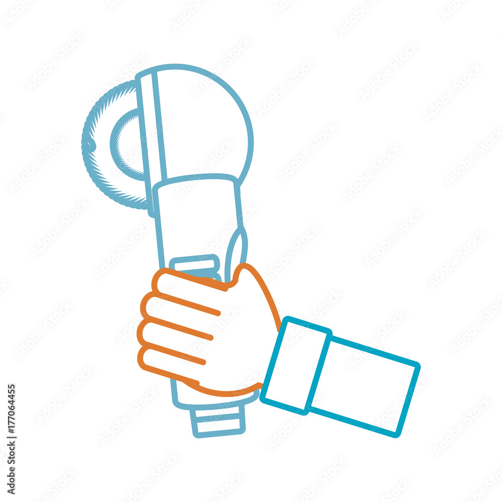 Fototapeta premium hand with circular saw vector illustration