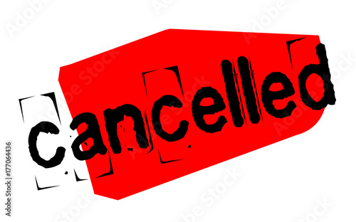 Cancelled sticker. Authentic design graphic stamp. Original series