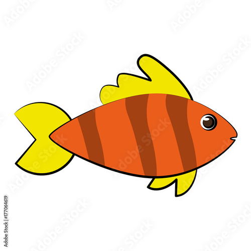 fish yellow orange sideview colorful icon image vector illustration design 