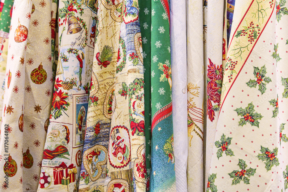 New Year's textiles, fabric with a Christmas print, pattern New Year's textiles, fabric with a Christmas print, pattern