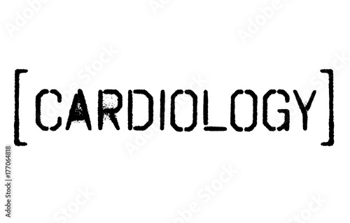 Cardiology sticker. Authentic design graphic stamp. Original series