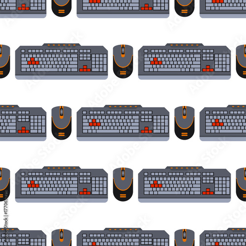 Users keyboard seamless pattern computer technology internet work typing tool vector illustration