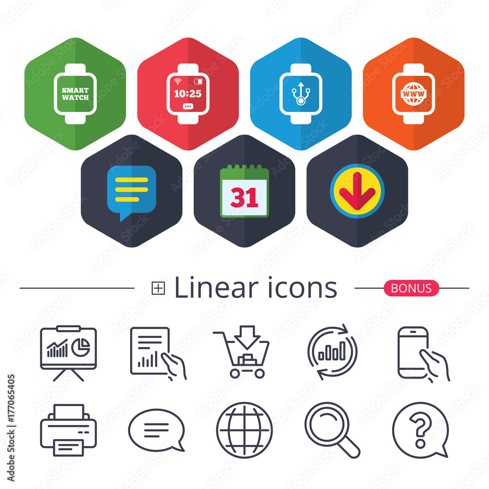 Smart watch icons. Wrist digital time clock. Smart watch icons. Wrist digital time clock.
