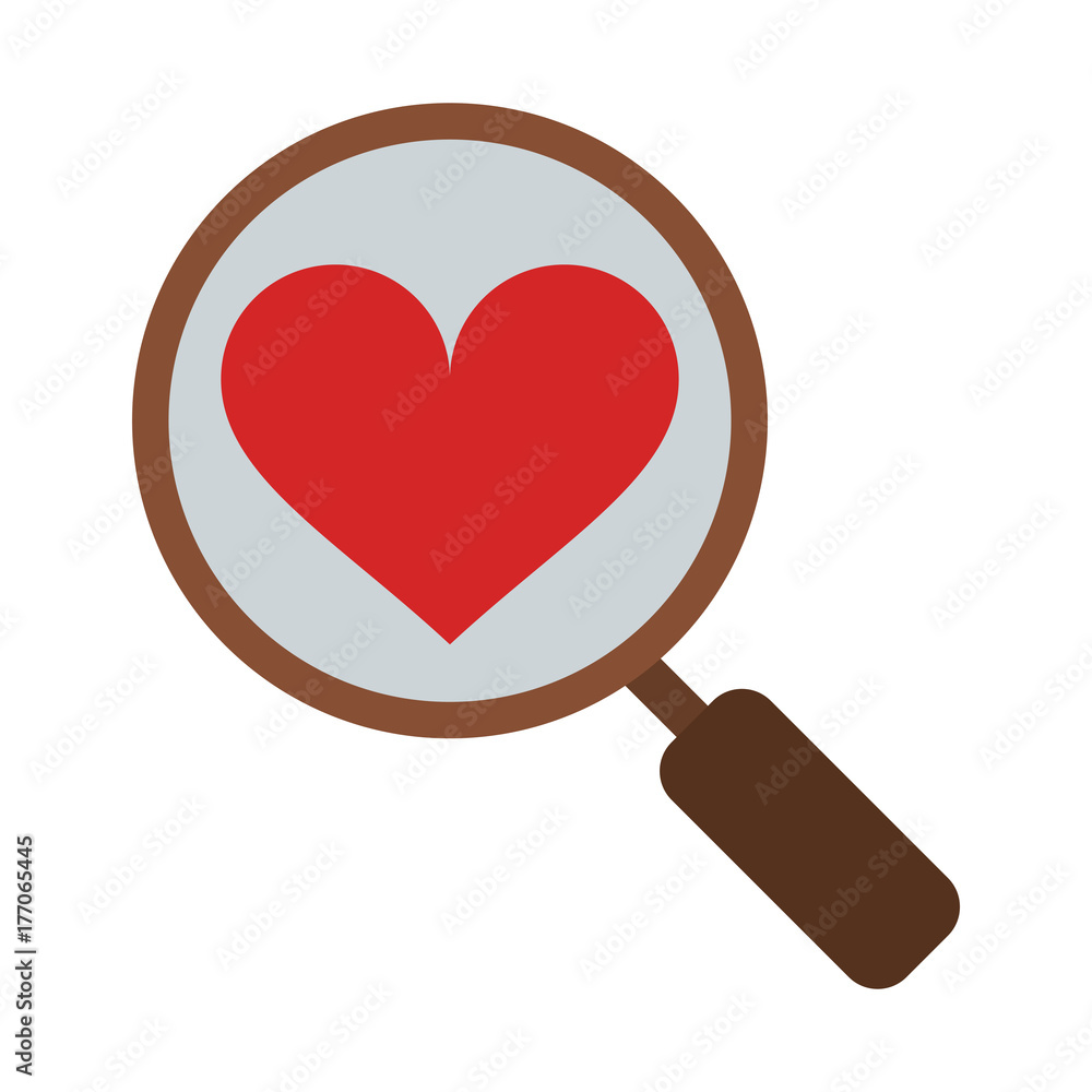 magnifying glass with heart cartoon valentines day related icon image vector illustration design magnifying glass with heart cartoon valentines day related icon image vector illustration design
