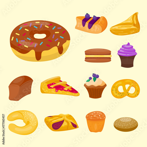 Cookie cakes tasty snack delicious chocolate homemade pastry biscuit vector illustration