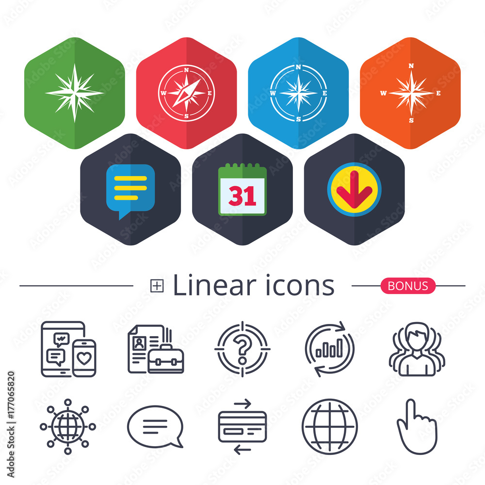 Windrose navigation icons. Compass symbols. Windrose navigation icons. Compass symbols.