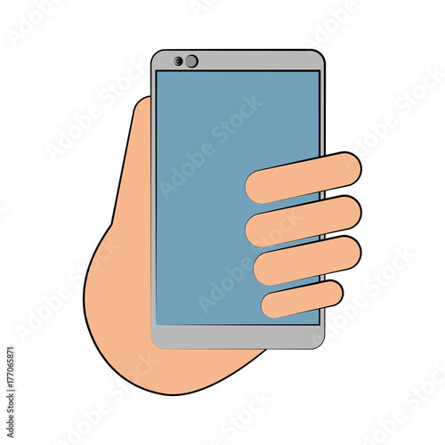 smartphone with hand icon image vector illustration design 