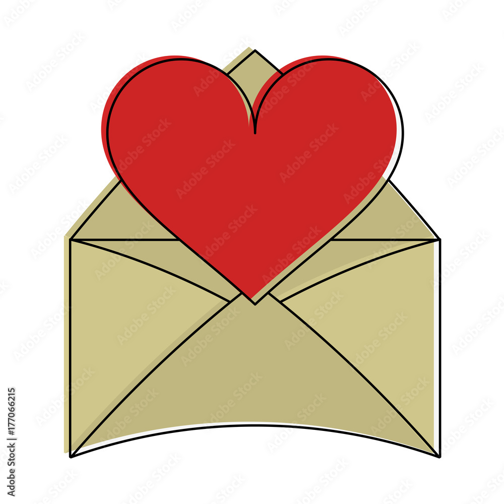 heart cartoon with message envelope valentines day related icon image  vector illustration design Stock Vector | Adobe Stock