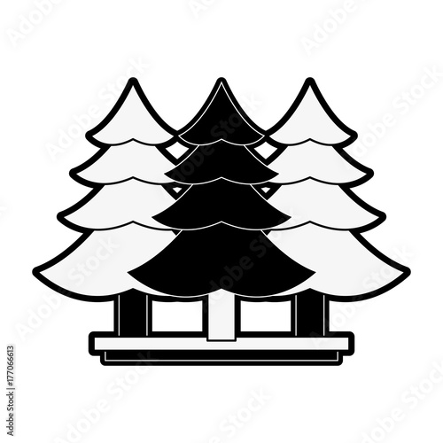 pine tree forest icon image vector illustration design  black and white