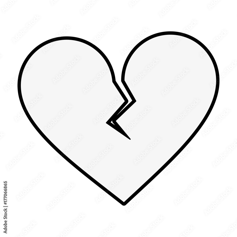 broken heart cartoon icon image vector illustration design black and white  Stock Vector | Adobe Stock