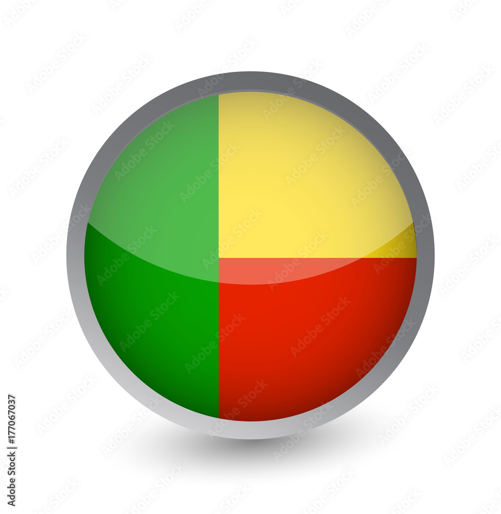 Benin Flag Round Glossy Icon Benin Flag Round Glossy Icon
