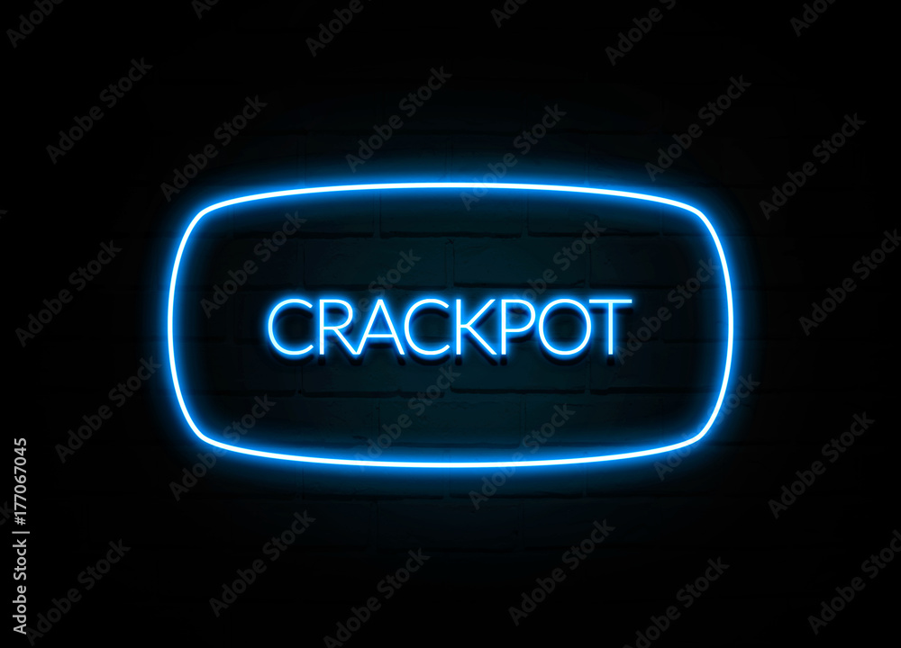 Crackpot - colorful Neon Sign on brickwall Crackpot - colorful Neon Sign on brickwall