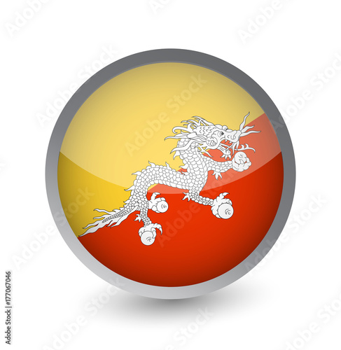 Bhutan Flag Round Glossy Icon