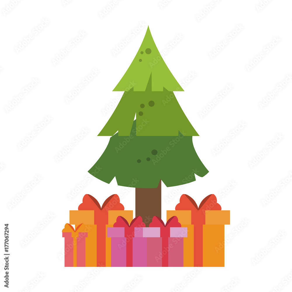 tree with gifts christmas related icon image vector illustration design 