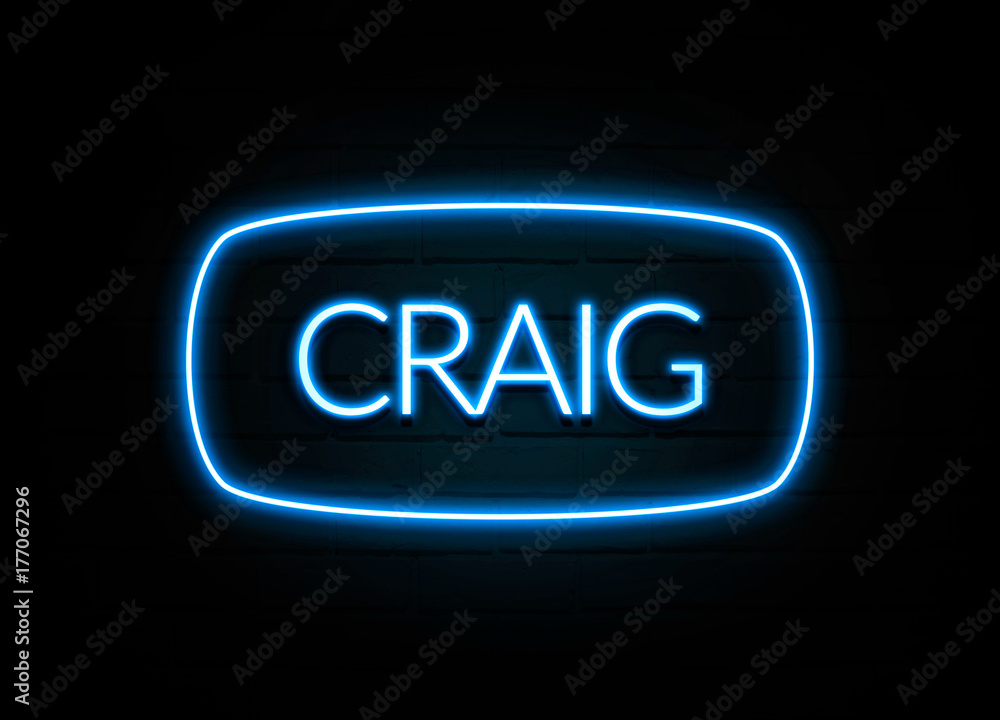 Craig - colorful Neon Sign on brickwall Craig - colorful Neon Sign on brickwall