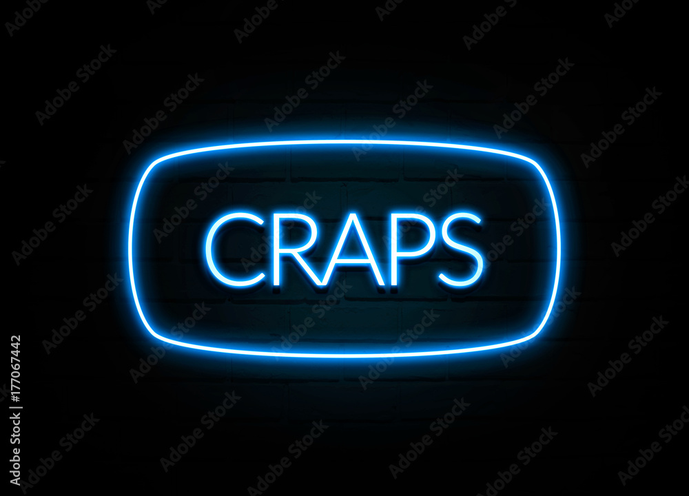 Craps - colorful Neon Sign on brickwall Craps - colorful Neon Sign on brickwall