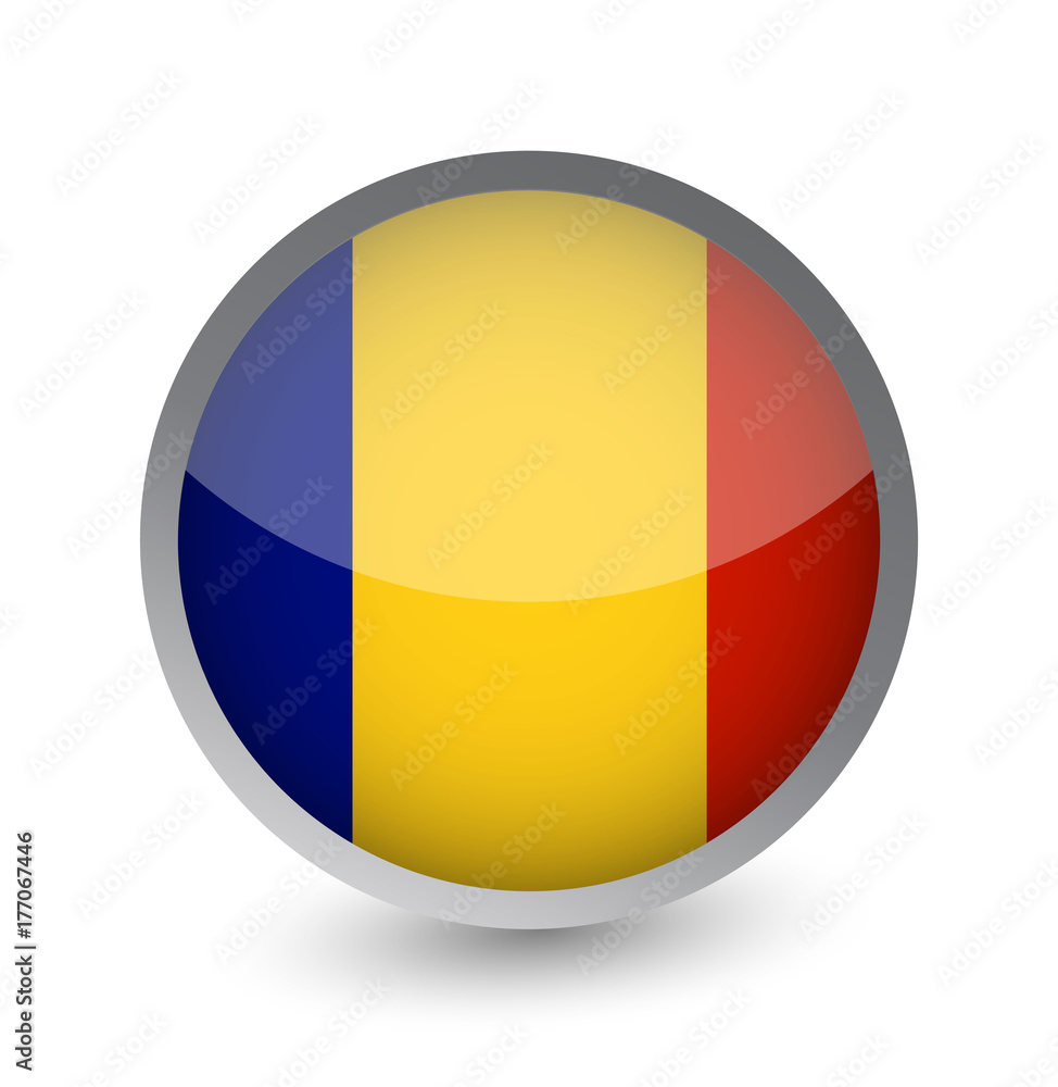 Chad Flag Round Glossy Icon Chad Flag Round Glossy Icon