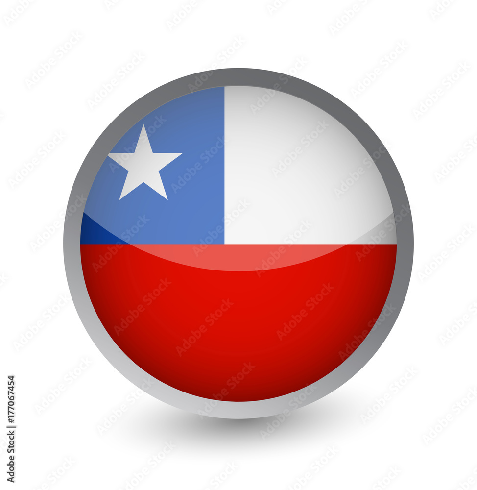 Chile Flag Round Glossy Icon Chile Flag Round Glossy Icon