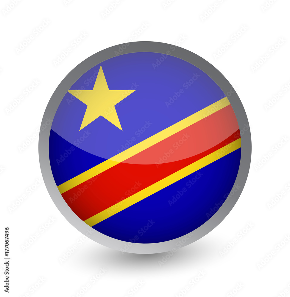 Democratic republic of the Congo Flag Round Glossy Icon Democratic republic of the Congo Flag Round Glossy Icon