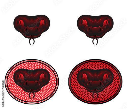 Black-red snake head, vector illustration of snake head