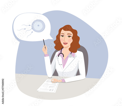 Fertility treatment - Female gynecologist doctor talking about IVF