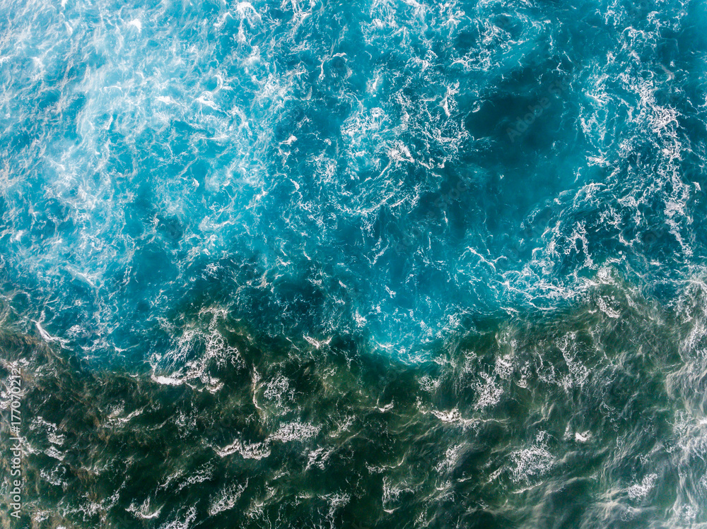 Aerial view of the Ocean texture where the river and sea meet Aerial view of the Ocean texture where the river and sea meet