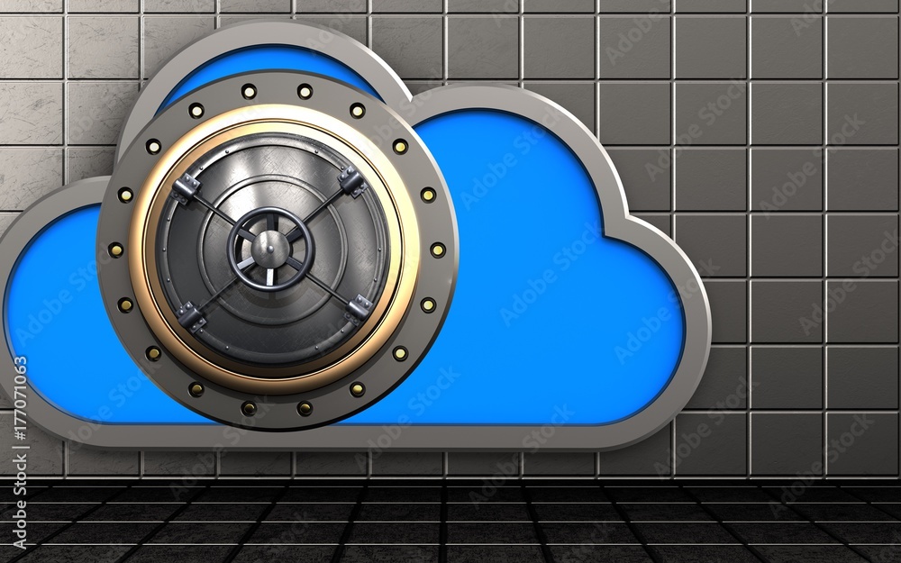 3d closed bank door cloud 3d closed bank door cloud