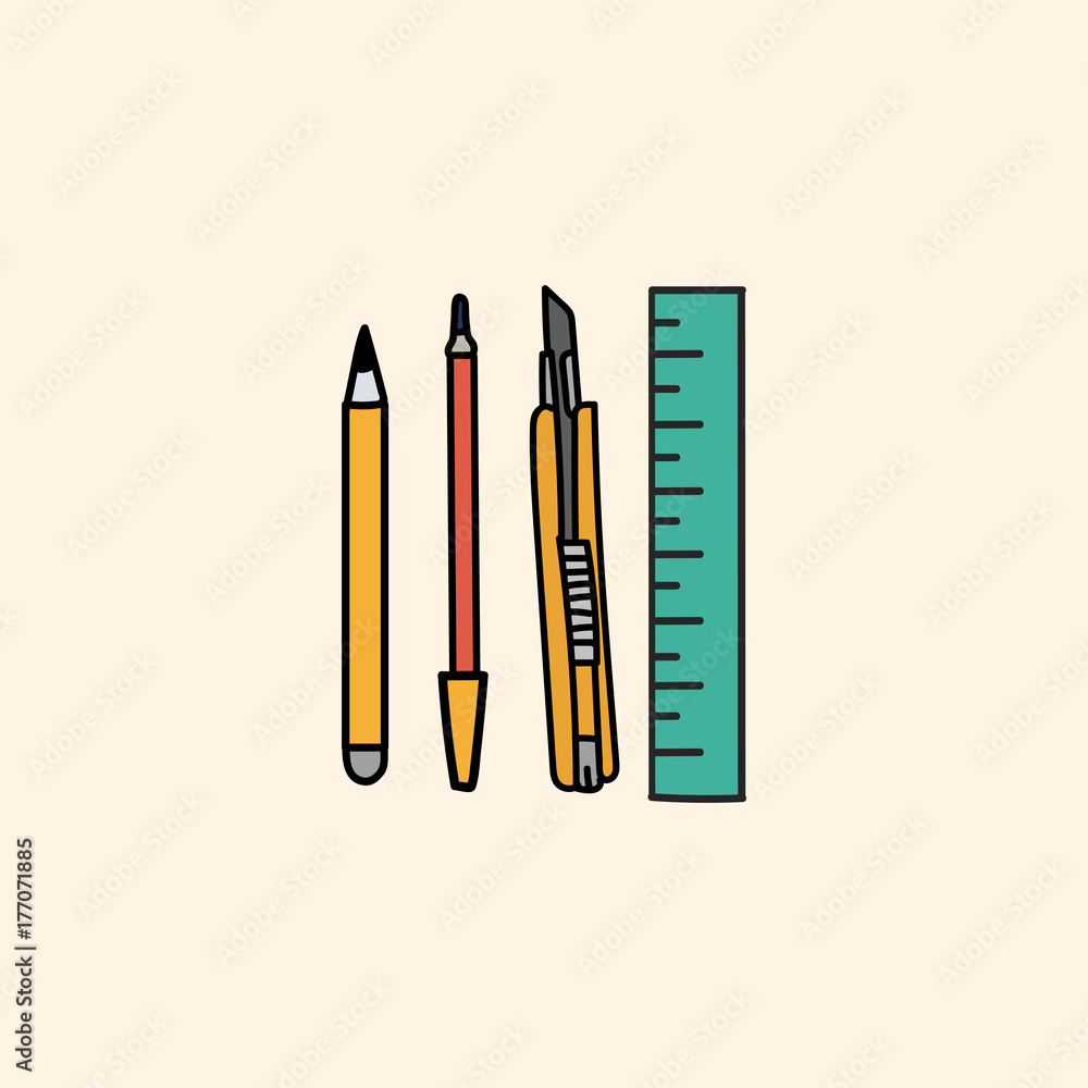 Stationary illustration drawing style Stationary illustration drawing style