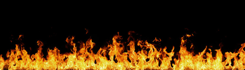 Fire flames on black background.