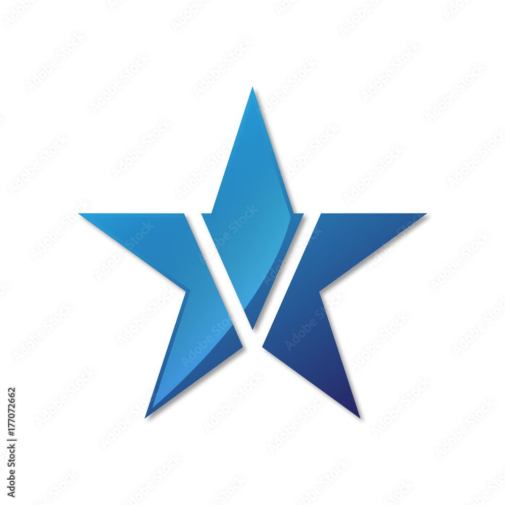initial letter logo star blue color