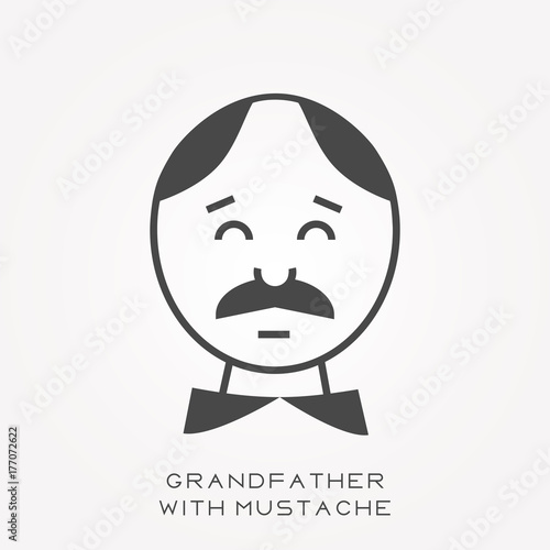 Silhouette icon grandfather with mustache