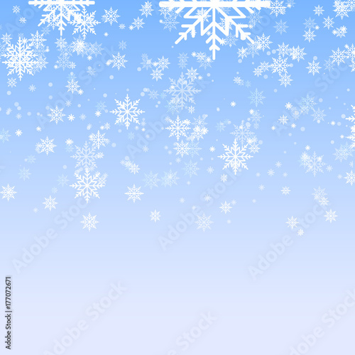 Abstract vector with white snowflakes on blue background. Vector