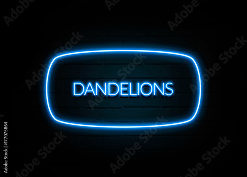 Dandelions  - colorful Neon Sign on brickwall