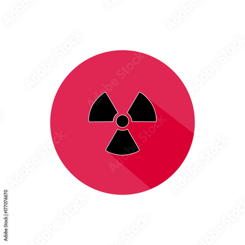 nuclear radiation round icon long shadow vector