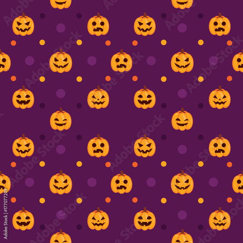 Seamless Halloween Pattern with orange pumpkins © Fand