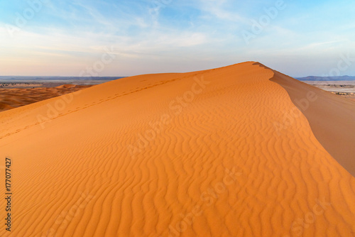 Erg Chebbi Sand dunes near Merzouga in the morning  Morocco