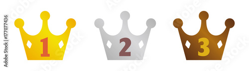 Crown icon set ( for ranking) .three colors (gold/silver/bronze) 
