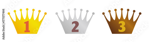 Crown icon set ( for ranking) .three colors (gold/silver/bronze) 

