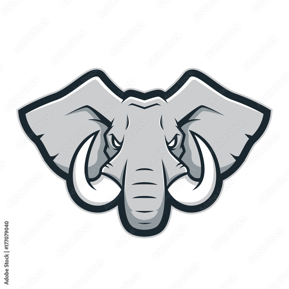 Naklejka premium Logo maskotki głowy słonia