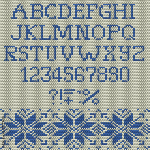 Knitted Merry Christmas alphabet. EPS 10 vector
