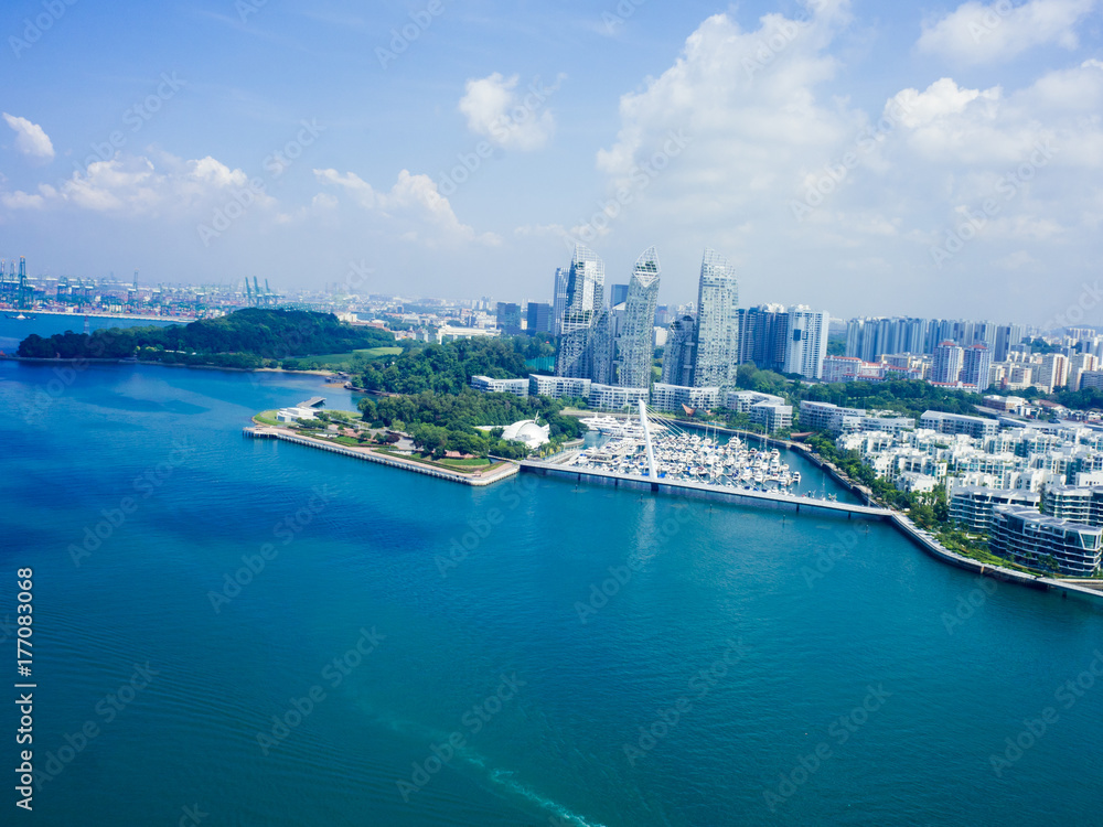 view of cable car to Sentosa island, Singapore.