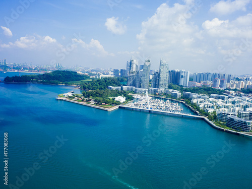 view of cable car to Sentosa island, Singapore. © decnui