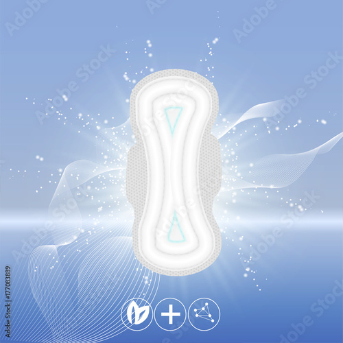 Realistic Sanitary Napkin on a bright trendy background, 3d illustration,
