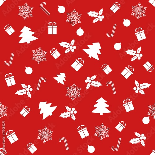 Wallpaper Mural Christmas icons Seamless pattern with New Year tree and deer. Happy winter recreation wallpaper with elements of nature decor. Torontodigital.ca