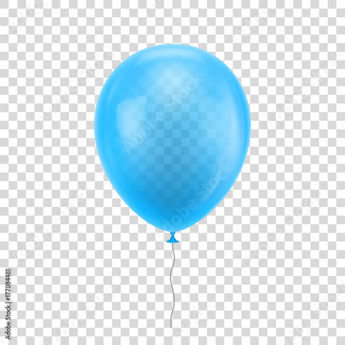Light blue realistic balloon. Light blue ball isolated on a transparent background for designers and illustrators. Balloon as a vector illustration