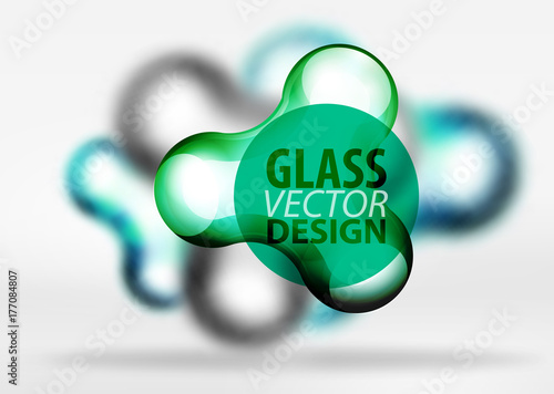 Vector digital 3d space bubble, glass and metallic effects