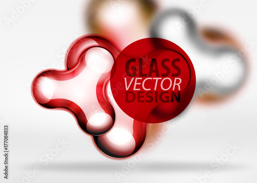 Vector digital 3d space bubble, glass and metallic effects