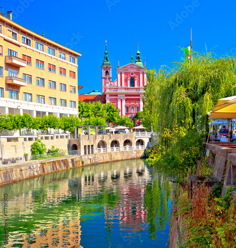 City of Ljubljana historic riverfont view photo