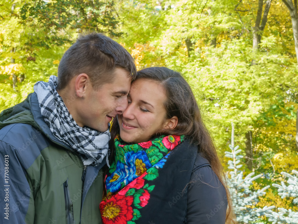 Fototapeta premium Young loving guy and girl