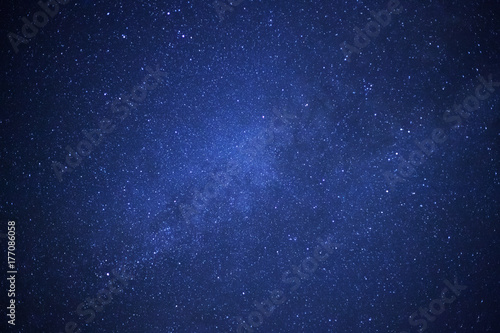 Milky way galaxy with stars and space dust in the universe  Long exposure photograph  with grain.